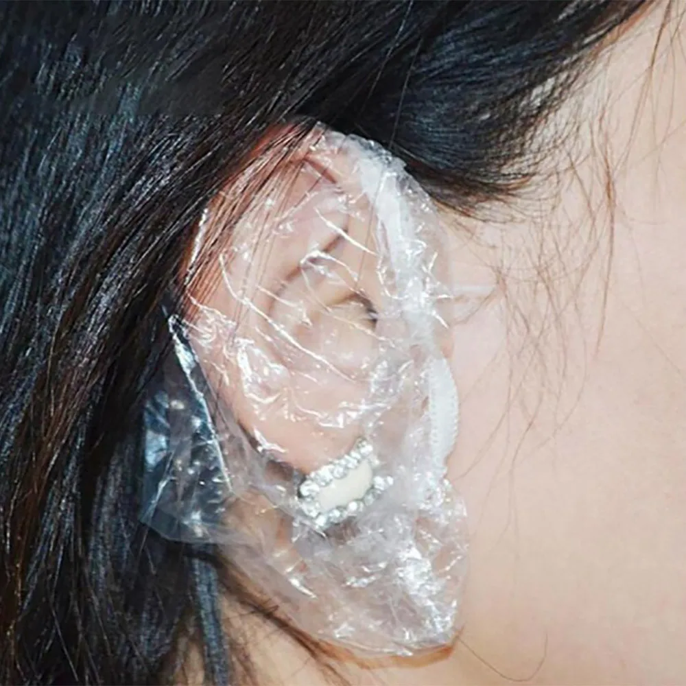 100 шт одноразовые пластиковые водонепроницаемые защитные колпачки для ушей для парикмахерских, защитные колпачки для душа AU30