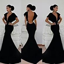 Backlakegirls, сексуальное черное вечернее платье с v-образным вырезом и открытой спиной, винтажные длинные Сатиновые вечерние платья в пол без рукавов, вечерние платья