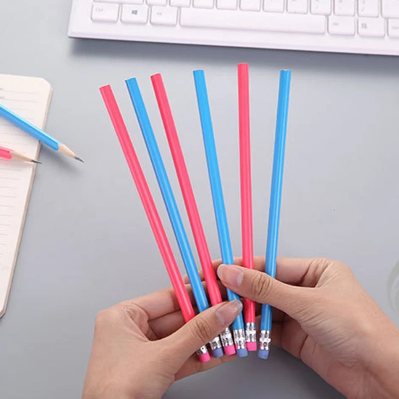 1pc Candy Color Wooden pencils HB pencil with Eraser Head Erasable pens for School Writing And Painting Stationery