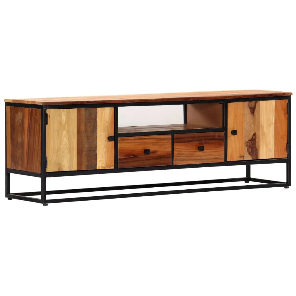 

VidaXL Solid Wooden Tv Table Cabinet Furniture with Steel Legs Retro Tv Mount Stand Living Room Furniture Screen Riser 120x30x40