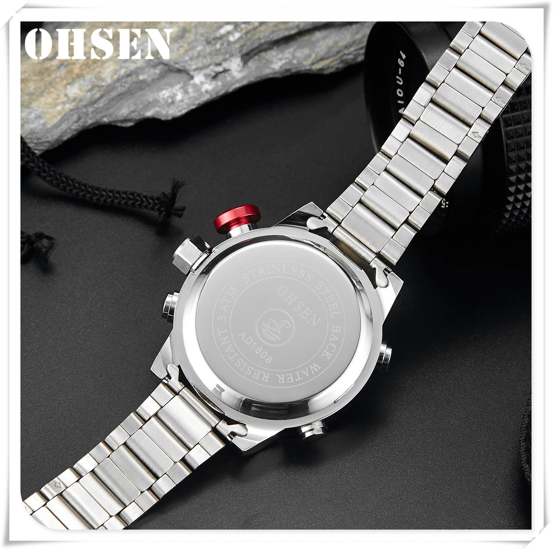 Модные мужские часы OHSEN роскошные Брендовые спортивные цифровые кварцевые