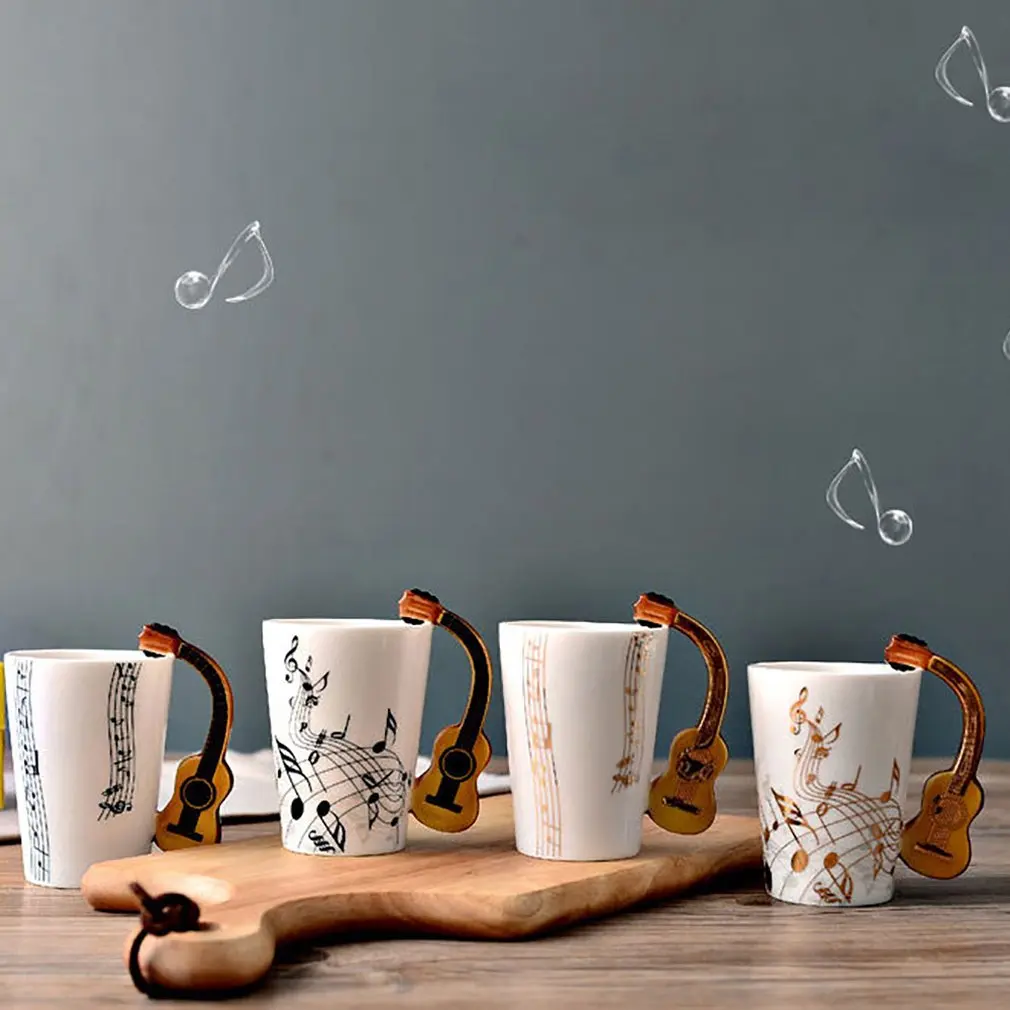 Гитара керамическая кружка чашка персональная музыкальная нота молоко сок лимон кружка кофе чай горячая питьевая чашка домашний офис посуда для напитков