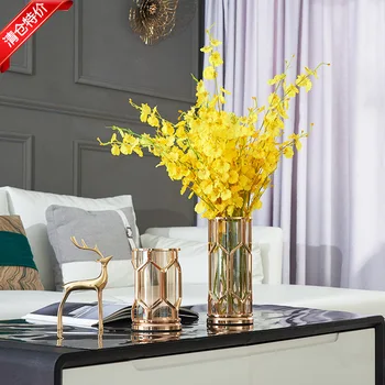 

light luxury metal glass vase decoration American style home style living room dining table porch decoration TV cabinet