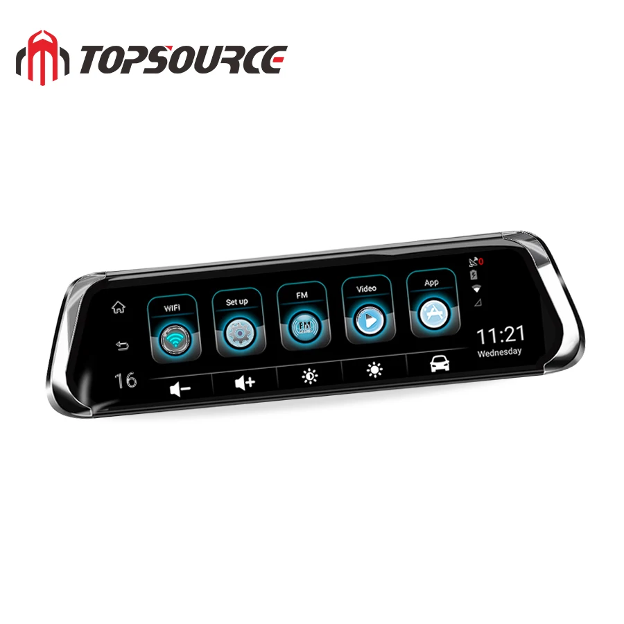 TOPSOURCE 1" 4G ips Автомобильный видеорегистратор Камера ADAS зеркало видеорегистратор Full HD 1920x1080 зеркало заднего вида Android OS Wi