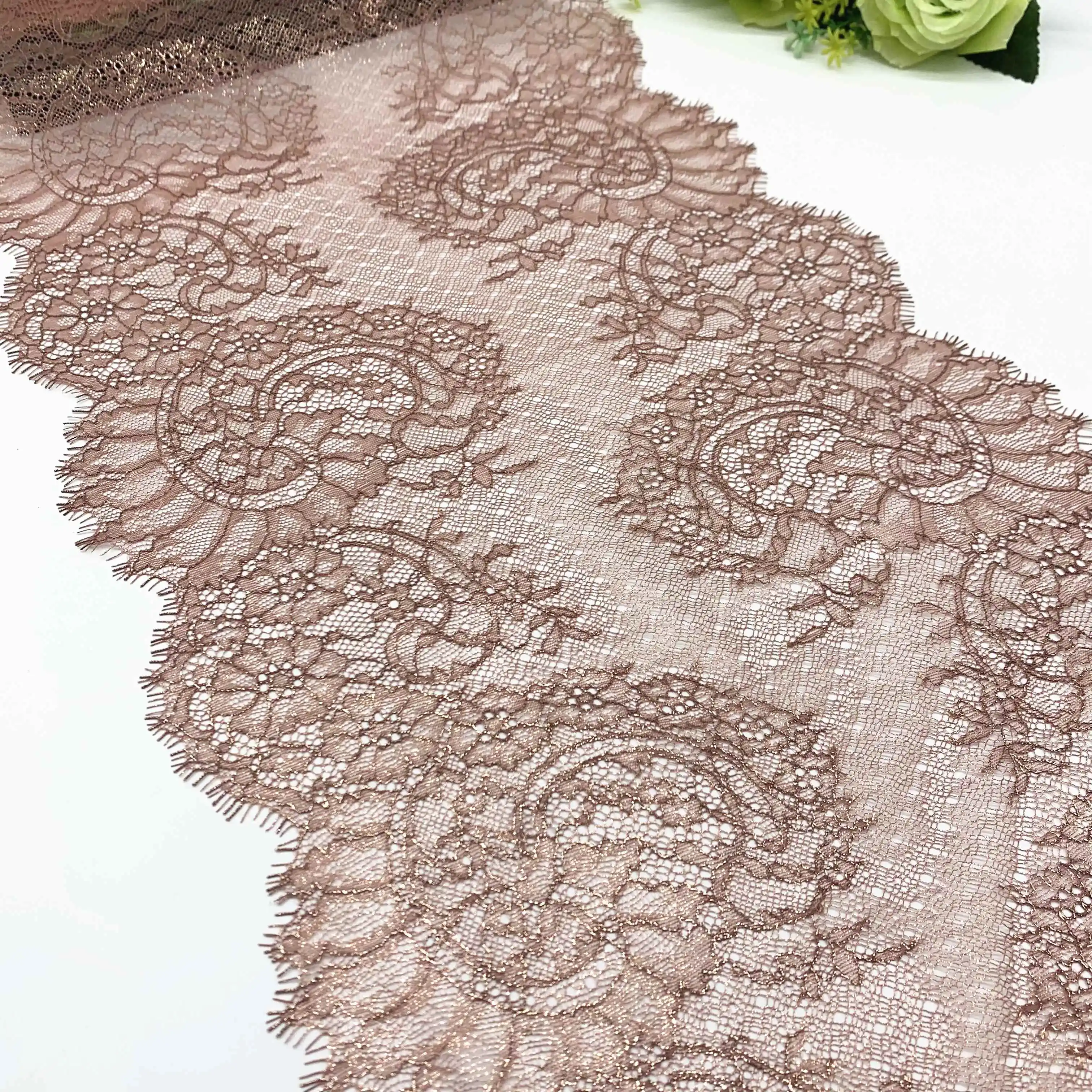 3 M/lot 1.50M/pc Width 27.50-32.50cm 13 color Eyelash Lace Trim Foil No-Elastic Shimmer Glitter Trimming 5