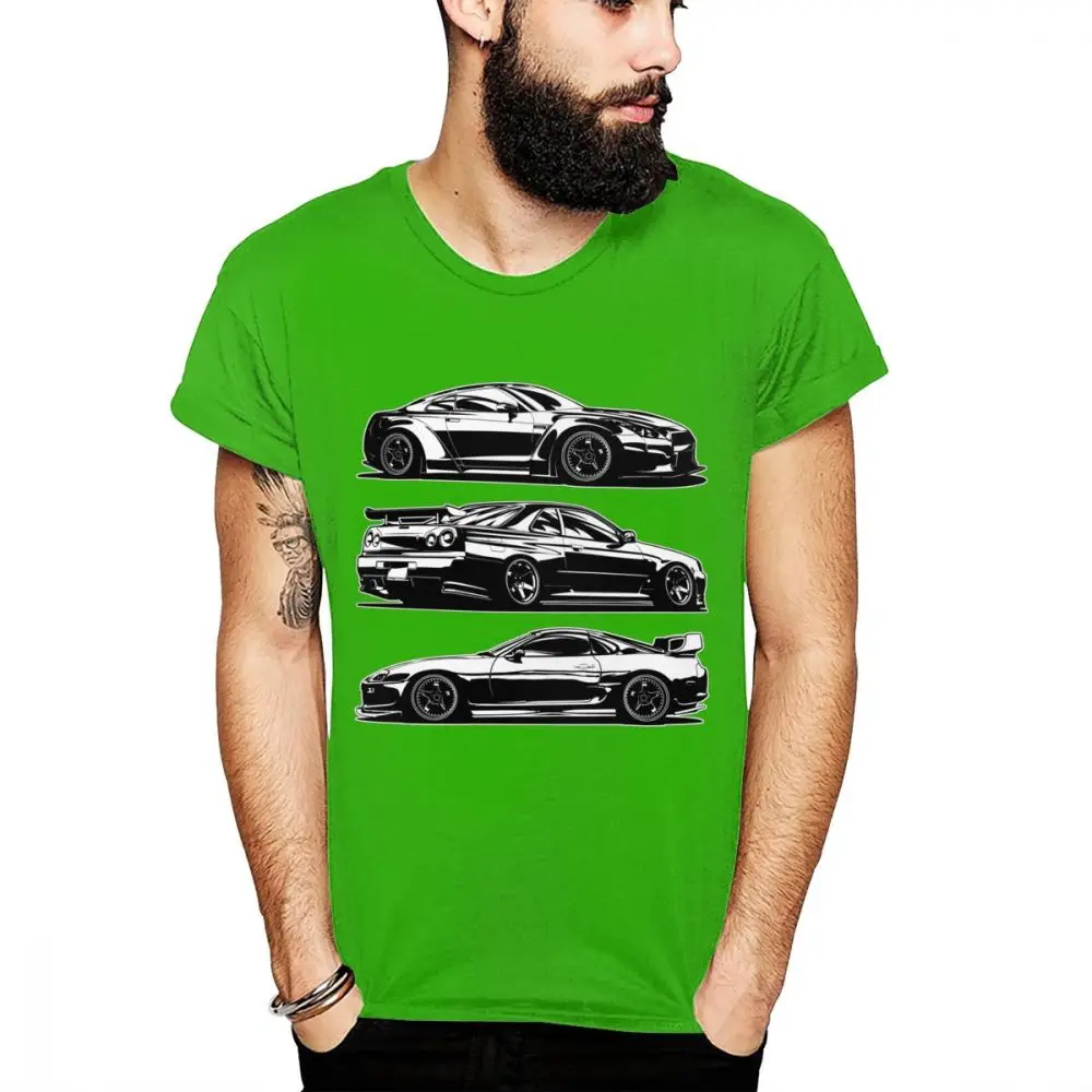 Классическая футболка для Тойота Супра R35 R34 японская Винтажная футболка для мужчин - Цвет: Зеленый