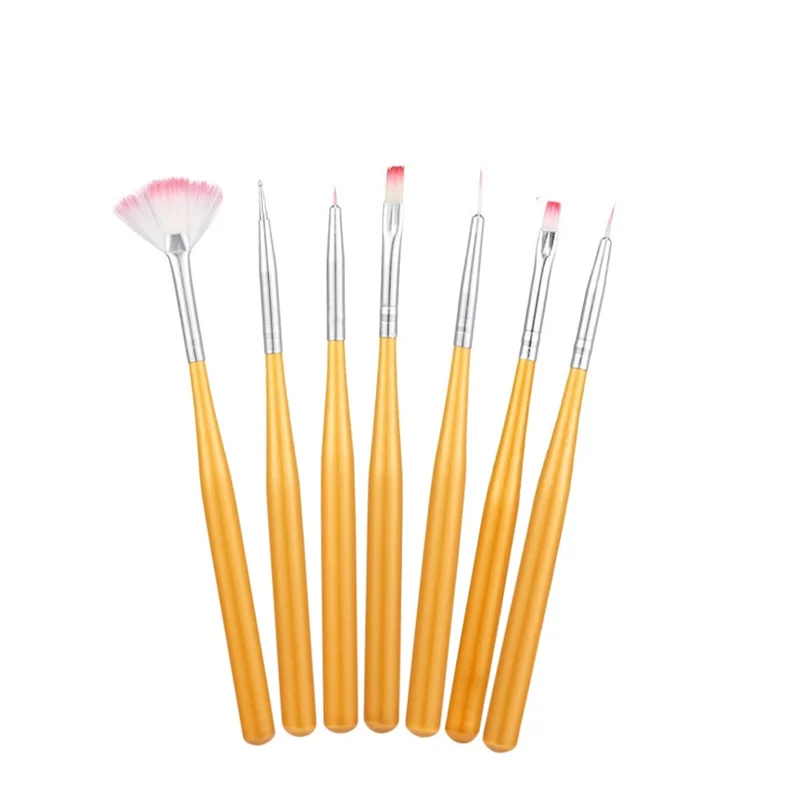 Purple/White/Gold 7pcs/Set Nail Art Painting Brush Pen Manicure Tools  For Acrylic Powder UV Gel Polish Brushes Tools 6