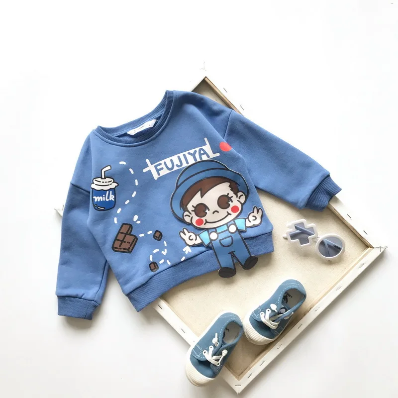 Tonytaobaby/осенне-зимнее платье; новая осенняя одежда для мальчиков и девочек; милая одежда с героями мультфильмов; хлопковый свитер для малышей