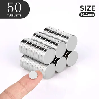 

RKZCT 50 PCS/Lot 10 *2 mm Strong Practical Neodymium Magnets Permanent Rare Earth Magnet DIY Art Craft Round Sheet Fridge Disc