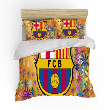 

2/3 Pieces Bedding Set Football Team Emblem Printed Duvet Cover Sport Warm Bed Quilt Cover Kids Bedroom Soccer Bed Cover Set