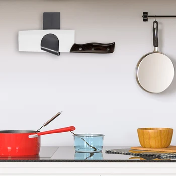 

3 Pairs Pot Lid Holder Wall Mounted Kitchen Utensils Pot Lids Storage Rack ABS Frosted Pot Lid Spoon Clips Houseware Organizers