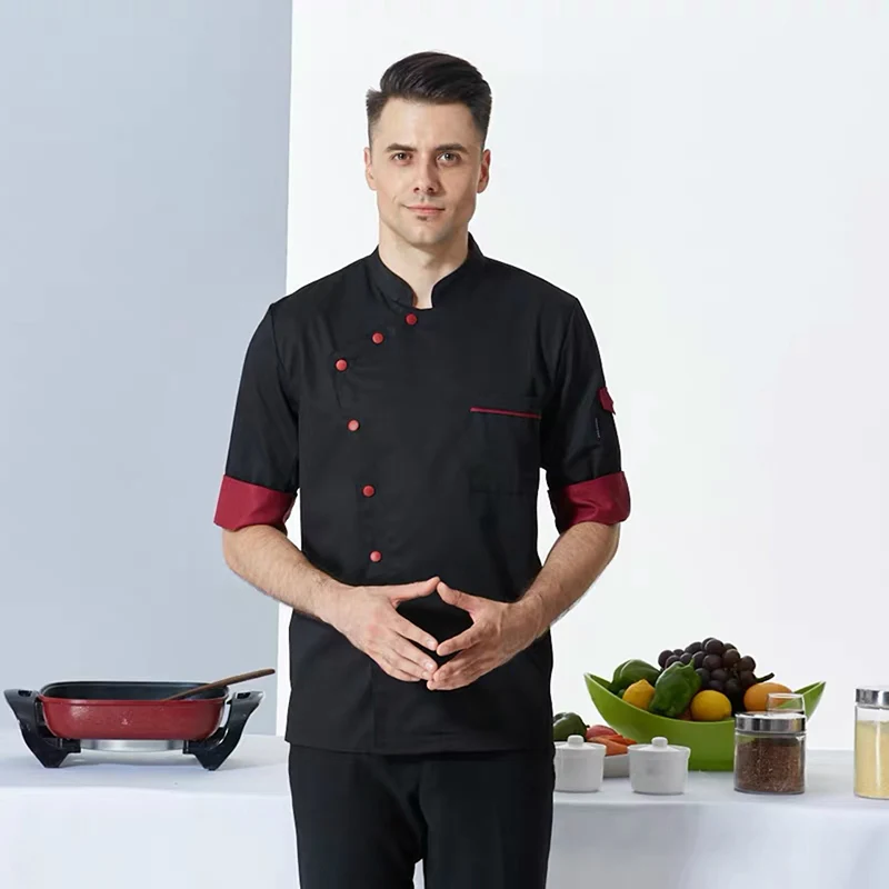 Куртка для шеф повара унисекс с рукавом до локтя пальто ресторана кухни униформа