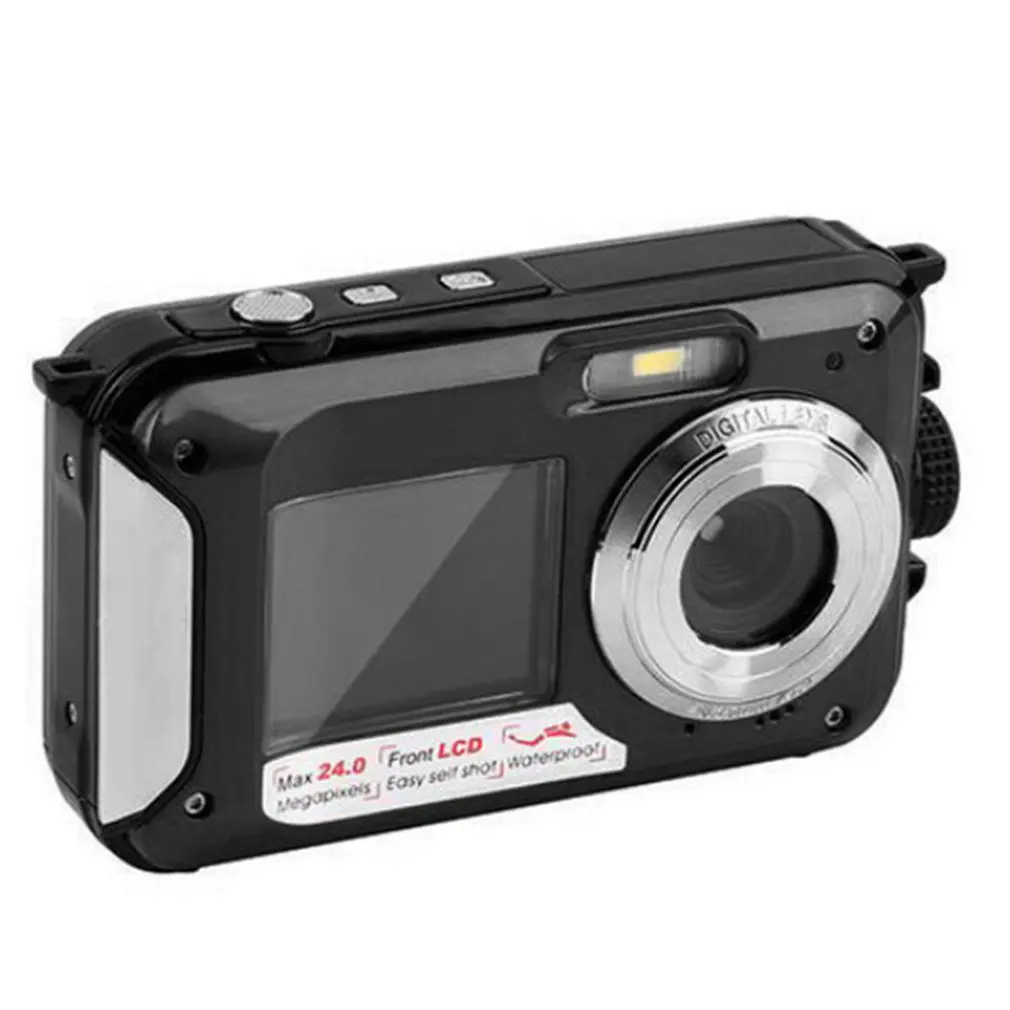 2,7 дюймов TFT цифровая водостойкая камера 24MP/48MP MAX 1080P двойной экран 16x цифровой зум видеокамера HD268 подводная камера - Цвет: 24MP Black 128G