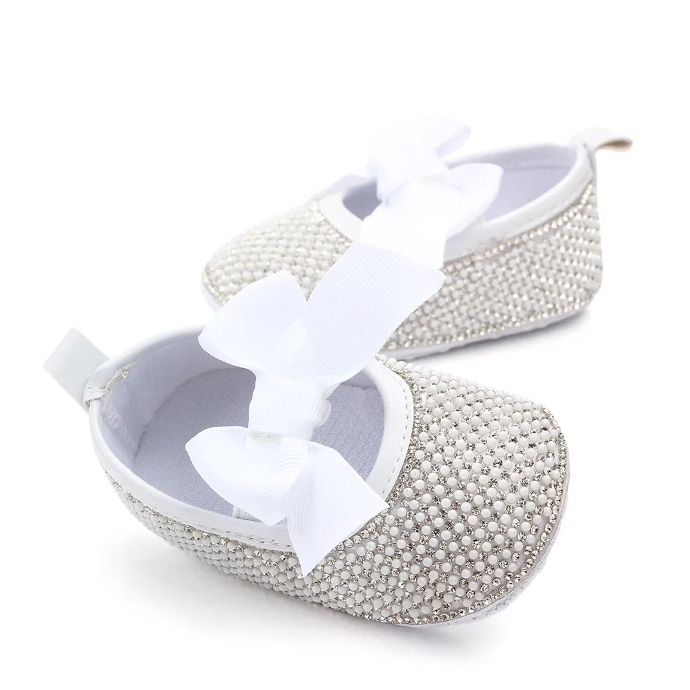 New Arrival Summer Baby Girl Shoes Bow Bling-bling Soft Sole Toddler Princess Dress Shoes 0-1 Year Old Infant Leather Shoes