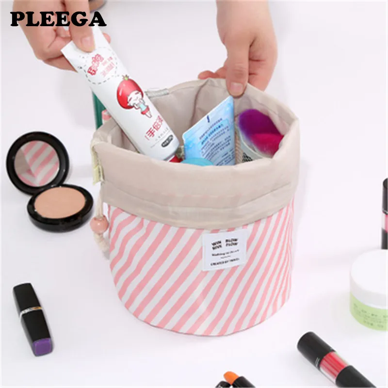 

PLEEGA Hot Sale Round Waterproof Makeup Bag Travel Cosmetic bag Organizer Toiletry Makeup Bags For Women Ladies Box Neceser