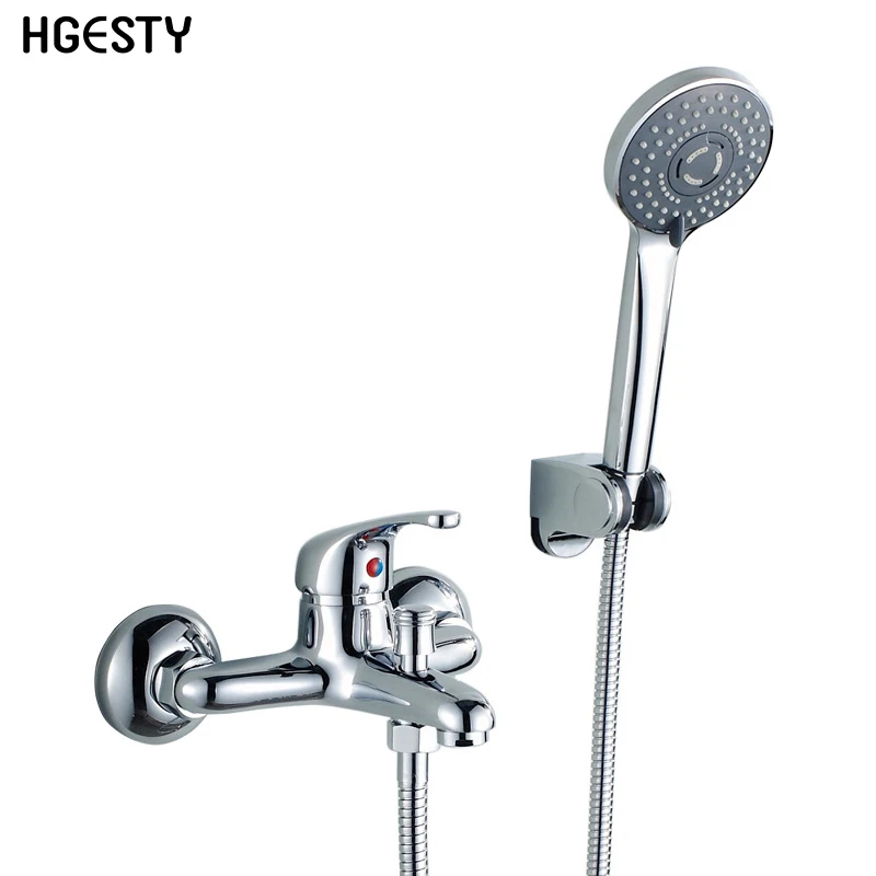 Wall Mounted Bathroom Shower Faucet Valve Dual Spout Bathtub Set Head Cold and Hot Water Mixer Tap | Обустройство дома