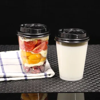 

50pcs 220ml transparent disposable juice cup thicken coffee milk tea plastic cups 180ml small water cup with black lid