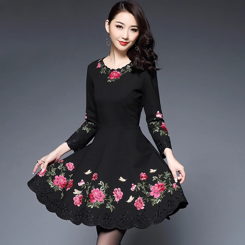 Nieuwe Middeleeuwen Moeder Formele Party Slim Elegante Jurk Herf Lange Mouw O-hals Boor EEN-lijn Jurk vestido YM185 Nieuwe Middeleeuwen Moeder Formele Party Slim Elegante Jurk Herf Lange Mouw O-hals Boor EEN-lijn Jurk vestido YM185