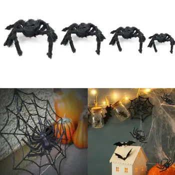 

Large Black Plush Spiders For Halloween 30/50/75/90/125/150cm, Kids Decoration and Black Halloween For Party Plush Style To N0P9