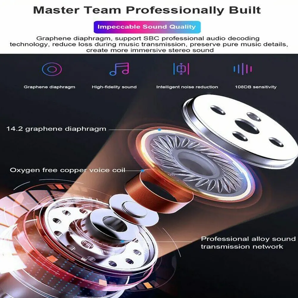 

Wireless Bluetooth 5.0 Earphones Waterproof LED Display Earbuds for Smartphones OD889