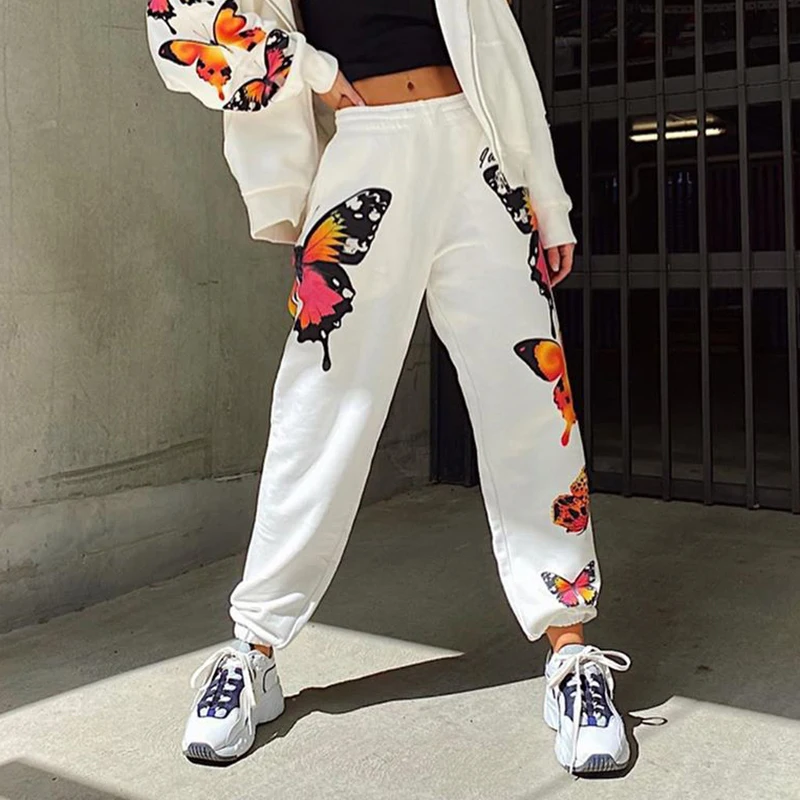 Artsu White Casual Loose Track Pants 