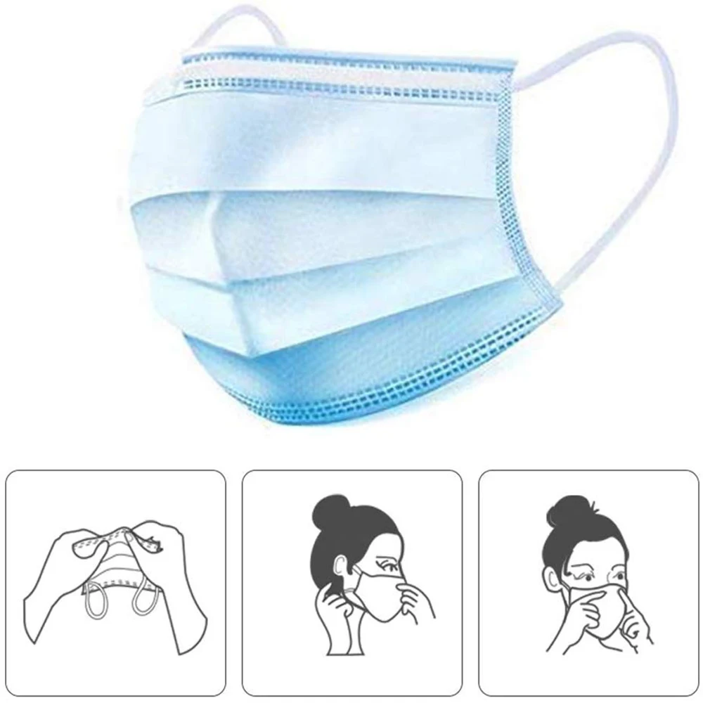 

150PCS High Quality Mask Earloop Face Mouth Masks Three-layer Protective Mask Anti-pollution Mask Anti-dust Mask Drop shipping