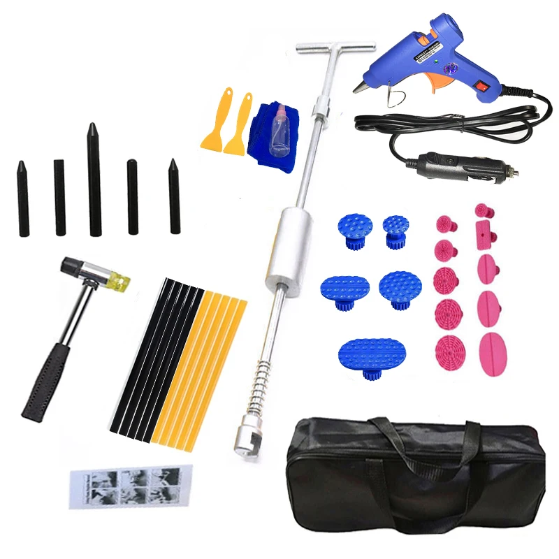 

37Pcs /Set 12V Car Charger Plug Glue-Gun Car Hail Removal Dent Repair Tool Dent Puller Hammer Car Painless Dent Repair Repair Ki