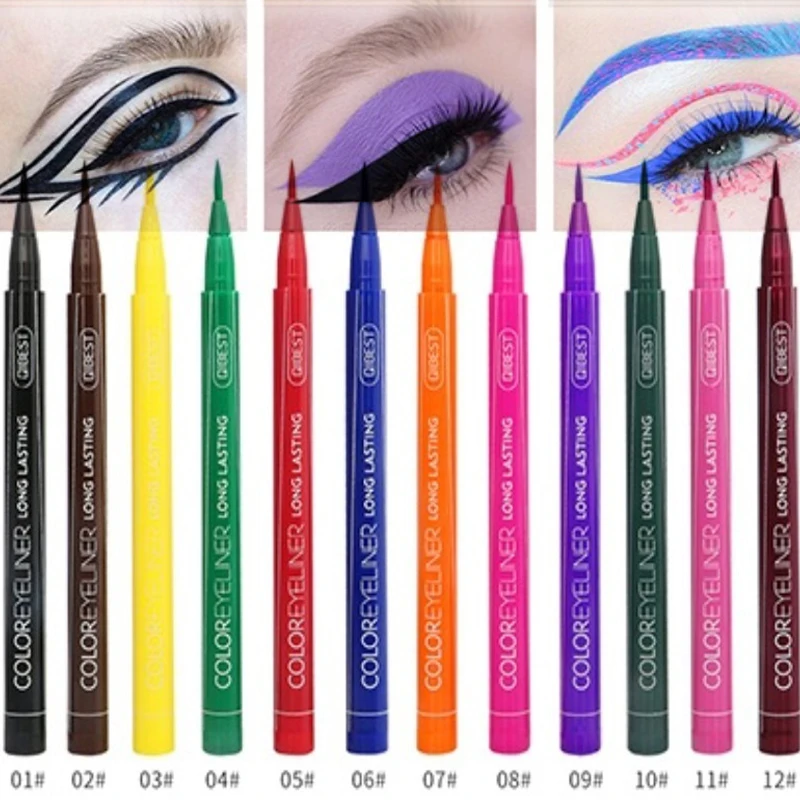 Matte eyeliner waterproof liquid is easy to apply, long-lasting eyeliner blue red green white gold yellow multicolor