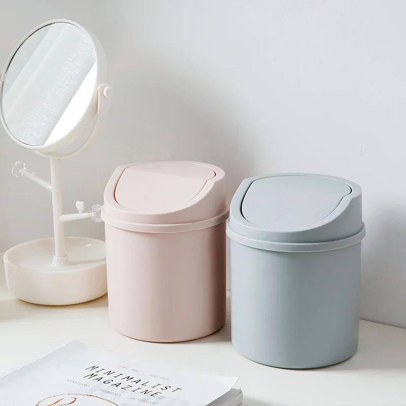 Mini Trash Can Desktop Bin Garbage Basket Desk Plastic Office Supplies Dustbin Sundries Barrel Box
