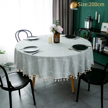 

Multifunctional Dustproof Home Kitchen With Tassels Dining Room Nordic Style Easy Clean Restaurant Washable Round Table Cloth