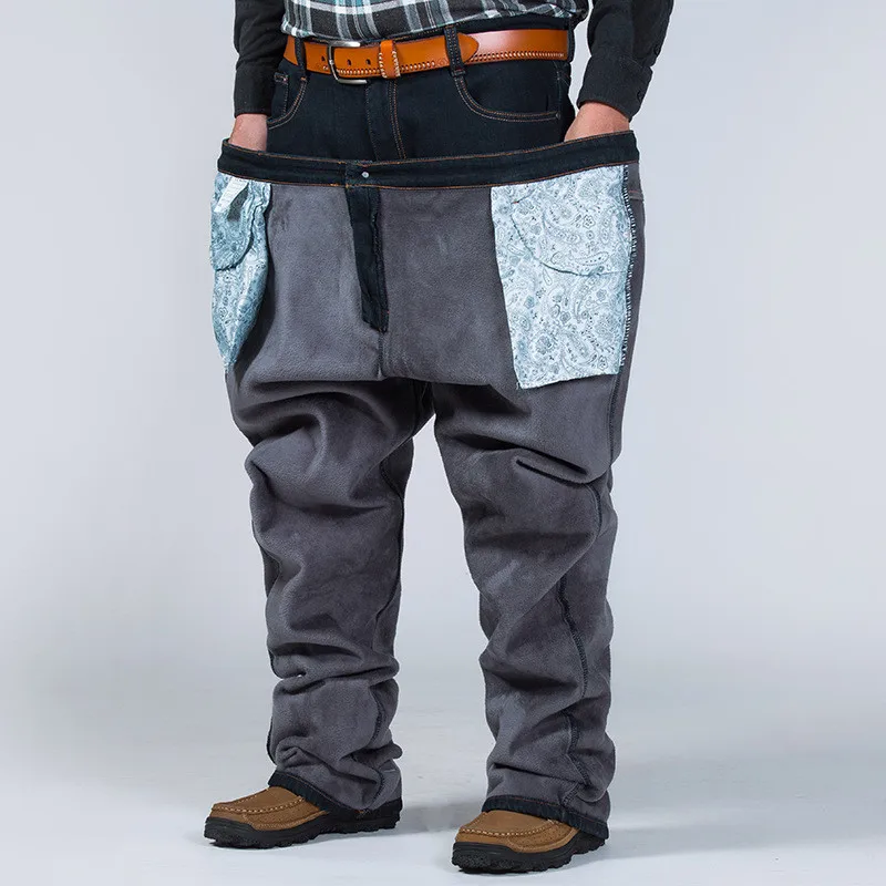 MORUANCLE, мужские повседневные зимние теплые джинсы, брюки с флисовой подкладкой, джинсовые брюки, утепленные, термо-стрейч, большие размеры 30-46, прямые