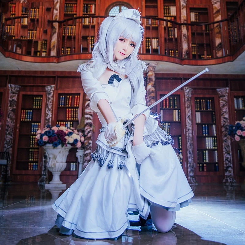 

Anime DATE A LIVE Cosplay Nightmare Tokisaki Kurumi Costume White Queen Cosplay Dress Lolita Dress For Halloween Party