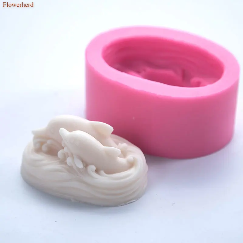 3d Силиконовая форма с изображением животных дельфины ручной работы силиконовая