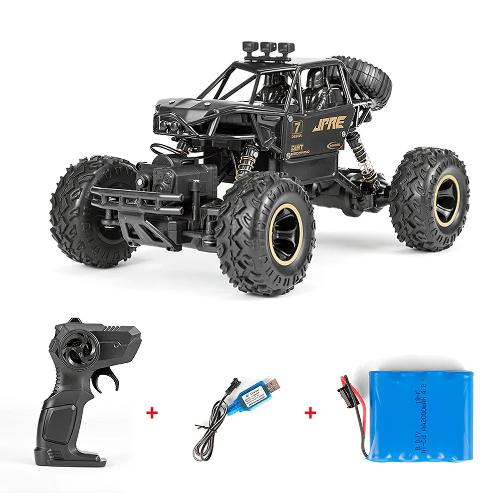 2,4 GHz 4WD 1/16 внедорожная Багги машина из сплава RC 15 км/ч высокоскоростной альпинистский автомобиль RTR автомобиль с дистанционным управлением - Цвет: Черный