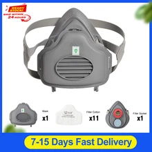 Powecom máscara protetora meia face para respirador, máscara para proteção da boca contra poeira, meia face, filtro de algodão, para tomada, 3700