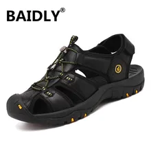 Новые модные мужские сандалии из натуральной кожи удобные летние сандалии Мокасины Мужская обувь пляжные шлепанцы