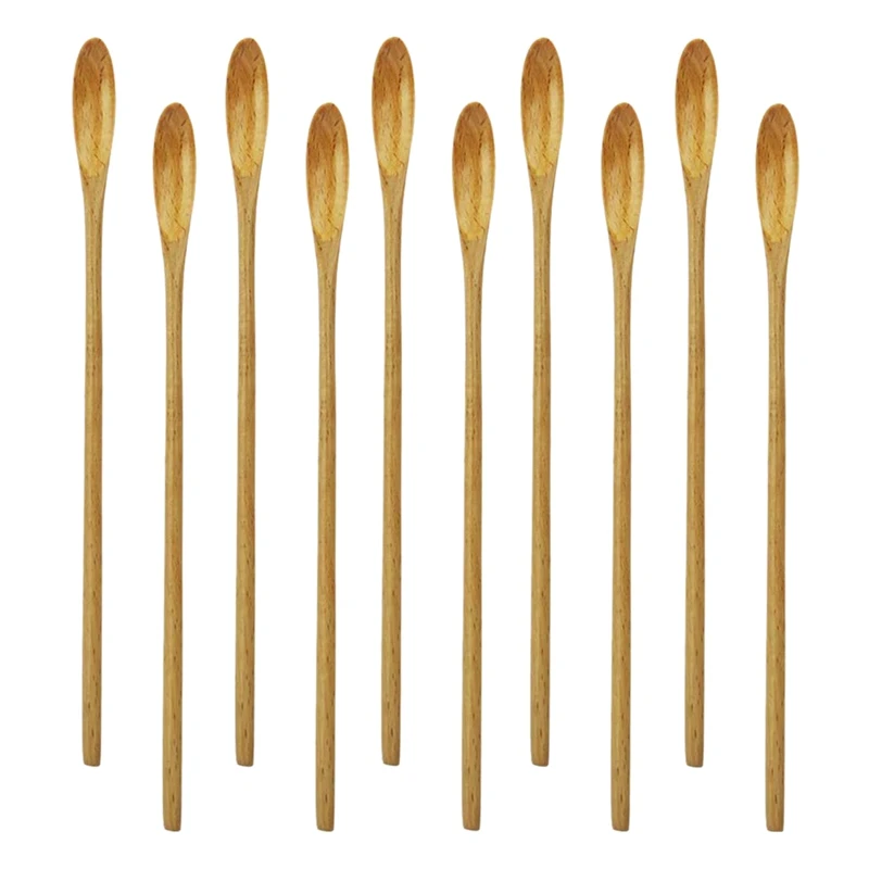 

Bar Spoon, Cocktail Spoon, Swizzle Sticks for Drinks, 7.96 Inch 10 Pieces Natural Wood Long Handle Drink Spoons Cocktail Stirrer