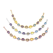 Роскошные брендовые ювелирные изделия Pome кубический циркон 11 Кристалл Браслет «Конфета» Для женщин Серебро Золото стеклянные серьги вечерние ювелирные изделия