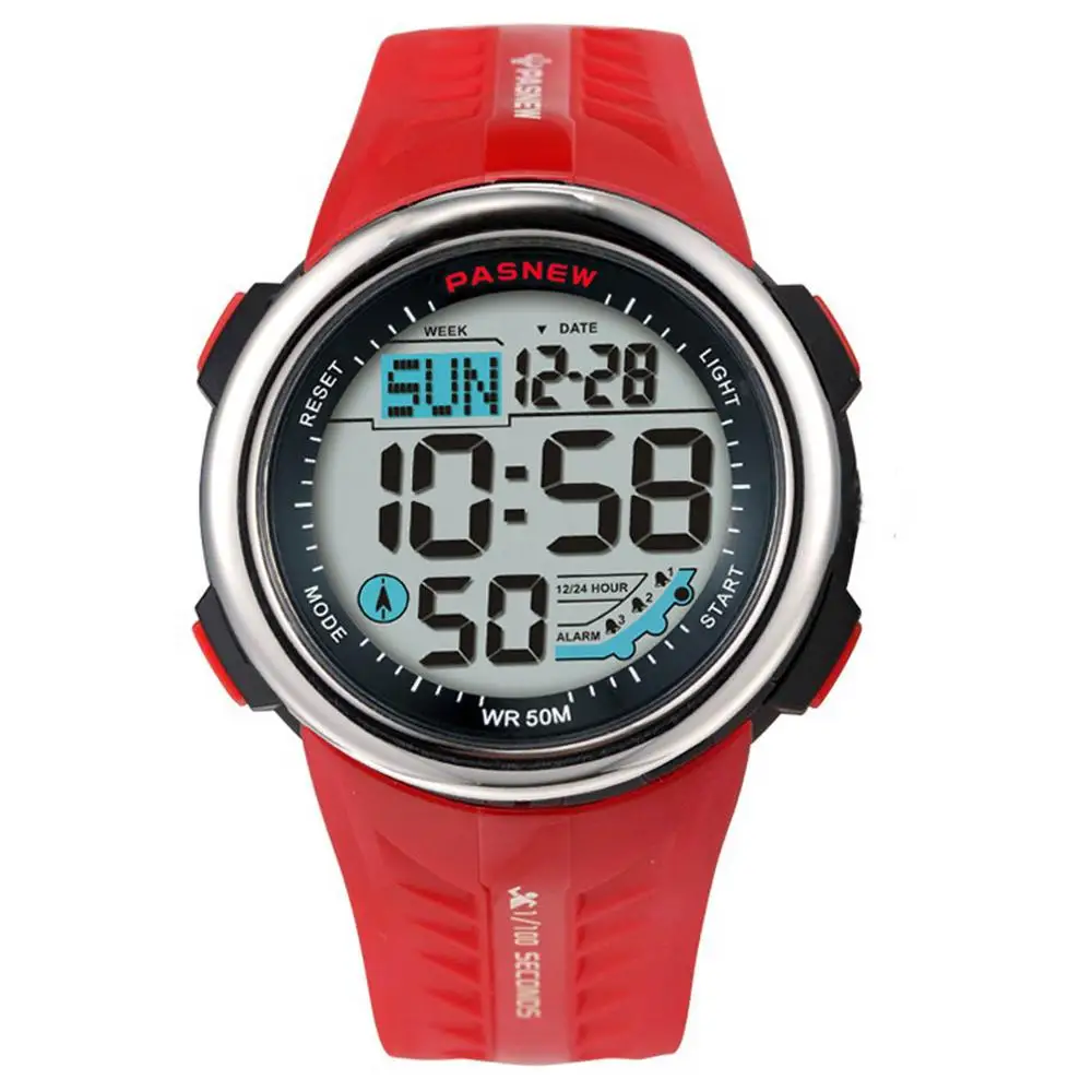 PASNEW часы мужские модные спортивные часы мужские светодиодные электронные часы Digial мужские наручные часы reloj digital hombre horloge mannen - Цвет: 16442Bred