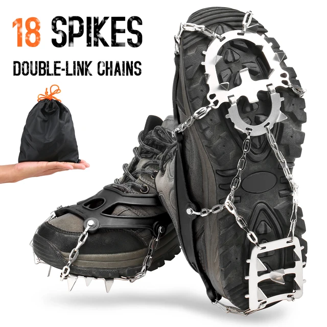 Ice Cleats Traction Snow Grips for Boots Shoes Men Women Anti Slip 19  Spikes Walk Traction Cleats for Hiking Fishing Mountaineering - M