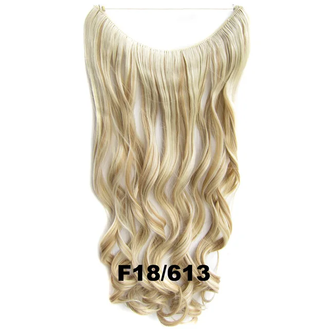 24inch 50grams 100grams Synthetic Hair Extension Gradual Color Brown Gray Blonde String Halo Hairpieces Extensions 100g-F18-613-wavy