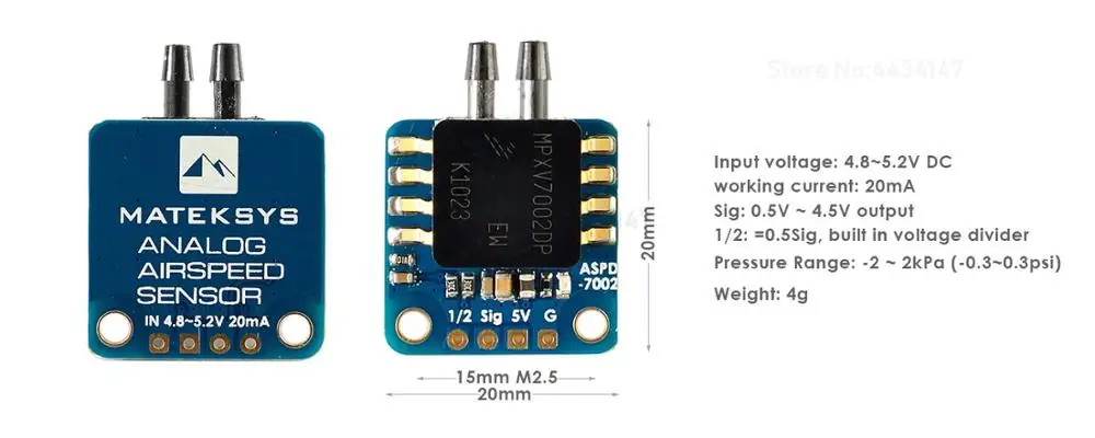 Matek System Mateksys аналоговые скорости полета Сенсор ASPD-7002 для Радиоуправляемый гоночный Дрон с видом от первого лица рамка F405 F722 F411 F765 крыло