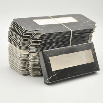 

wholesale 50/100pcs paper false eyelash packaging box lash boxes packaging custom logo faux cils 25mm mink eyelashes Black case