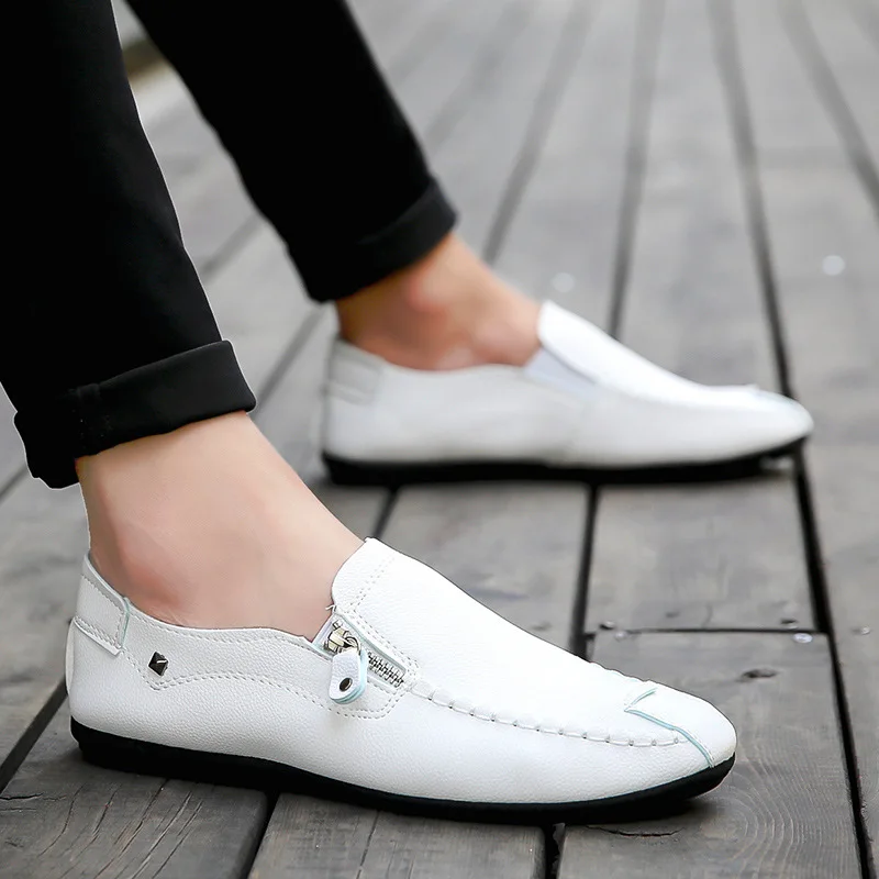 Mocasines De moda, Zapatos De cuero informales para zapatillas transpirables, Zapatos De Hombre, mocasines blancos, botes De Hombre |Mocasines| - AliExpress