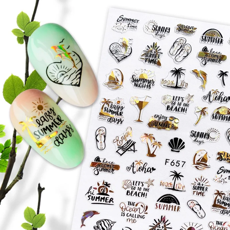 1pcs gold love heart pattern 3D Nail Sticker friuts Design Nails Accessories Fashion Manicure Sticker