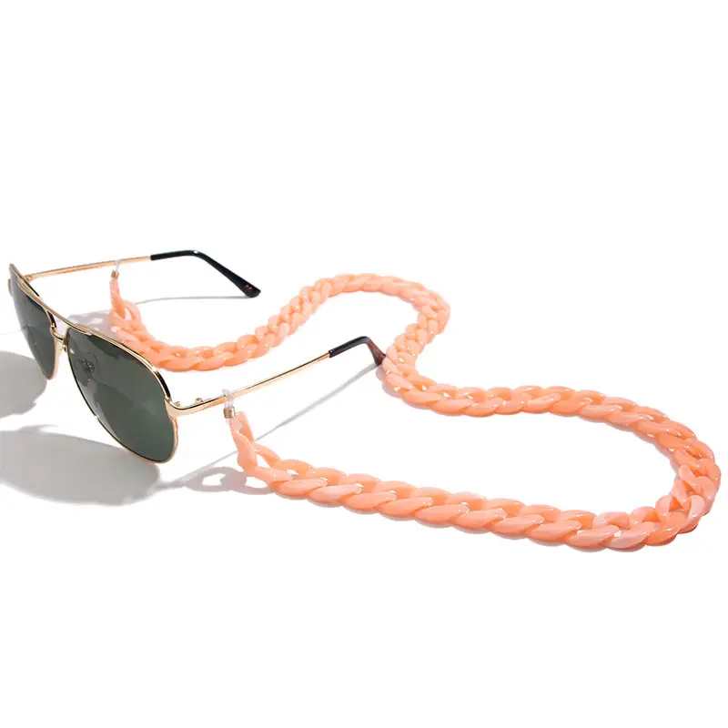 Flatfoosie, Леопардовый цвет, акриловый цепочка для солнцезащитных очков, женские очки для чтения, висящая цепочка на шею, цепочка для больших очков, ремешок для очков - Цвет: 03PK