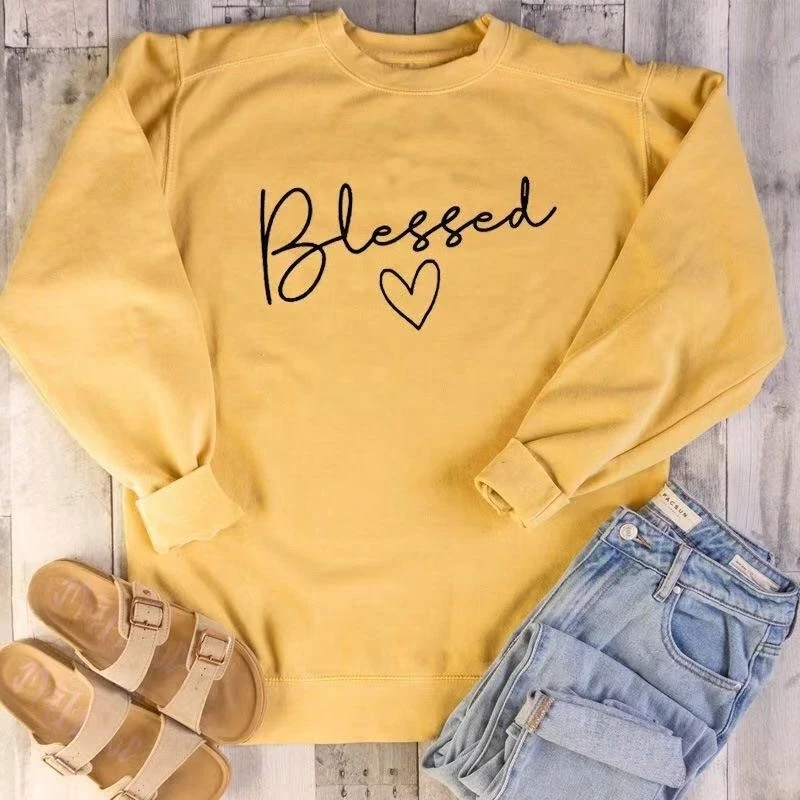 

Blessed sweatshirt unisex slogan Hipster Christian baptism Inspirational tumblr Pullovers dop shipping tops- L882