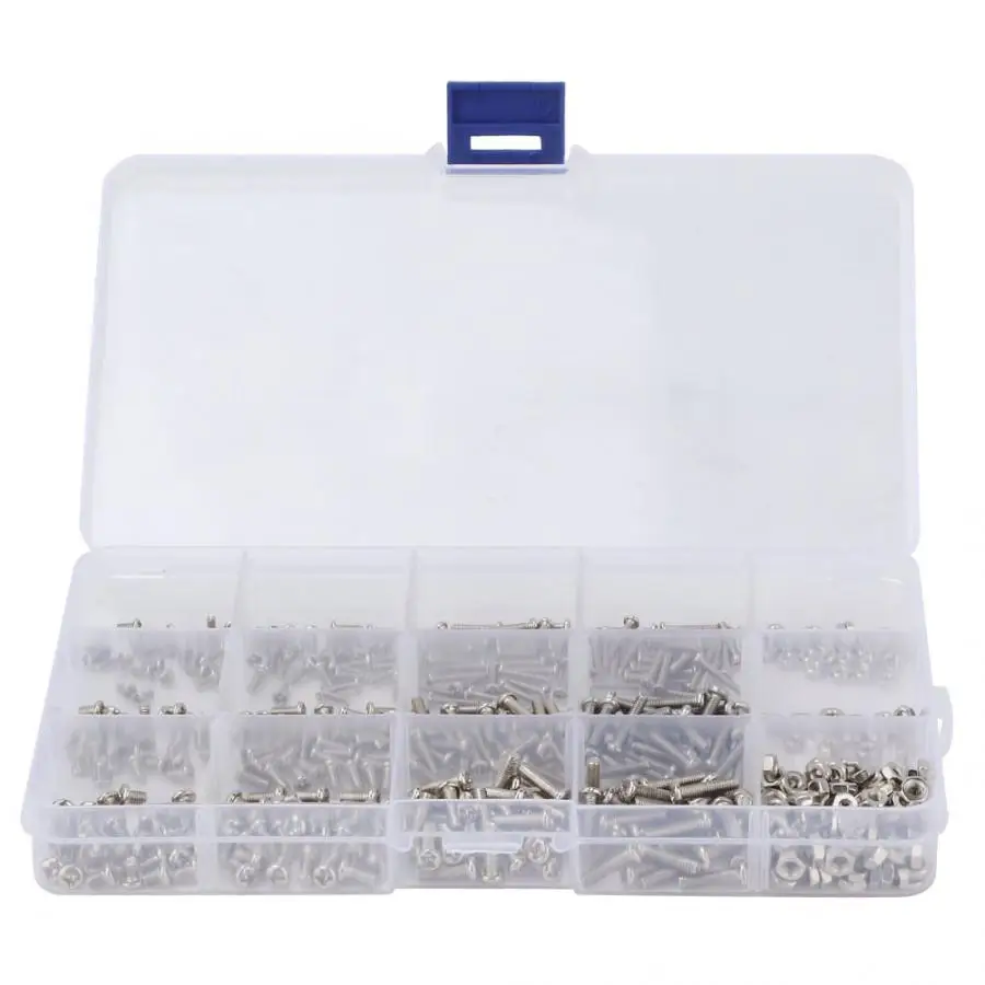 

440pcs M2 M2.5 M3 Cross Round Head Stainless Steel Screw Bolt Nut Assortment Set stainless steel screws