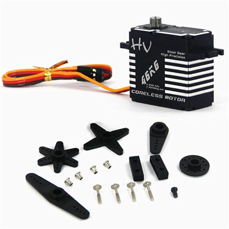 Jx servomotor de aço à prova d'água, 46kg, hv, cnc, concha de alumínio