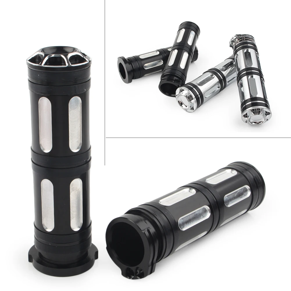 1" CNC Motorcycle Handle Bar Hand Grips Fit For Sportster Touring Glide Dyna Softail 2Pcs